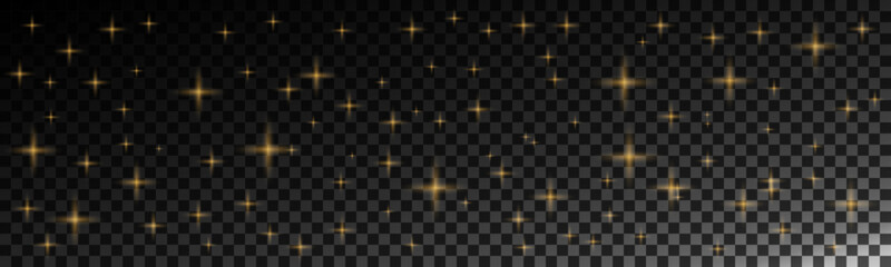 Golden Sparkling Light Particles on Transparent Background for Festive Design Projects