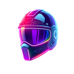 Helmet holographic 3D icon. neon symbol vector illustration isolated on white background. Generative AI
