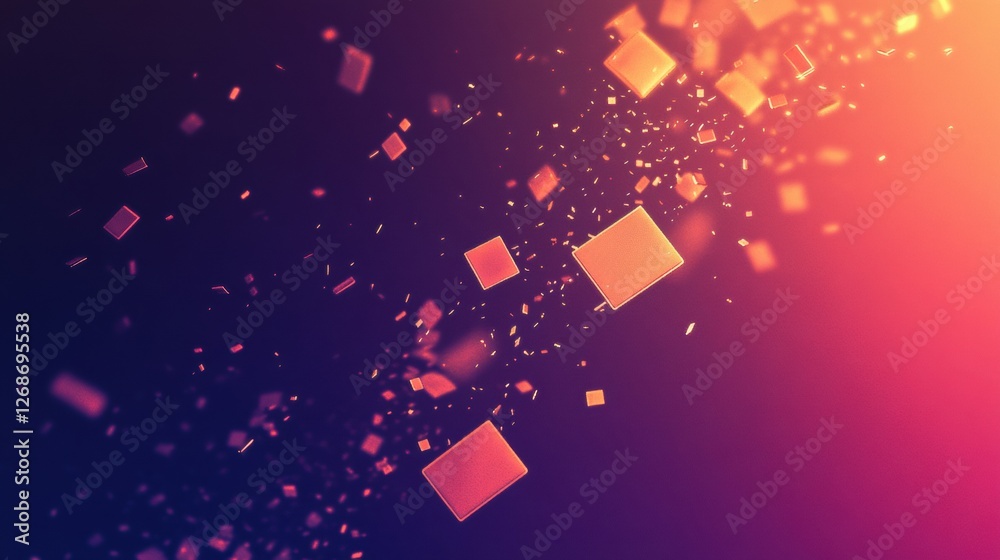 Poster Colorful abstract shapes floating through a soft glowing background during a digital art creation. Generative AI