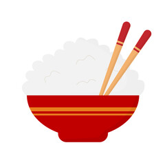 vector of rice and chopsticks in a beautiful Japanese-style bowl