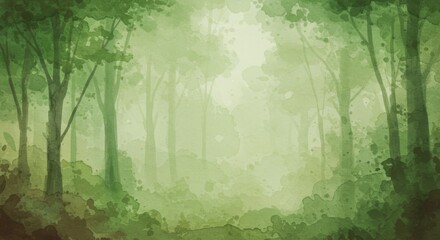 Green and Brown Watercolor Forest Background
