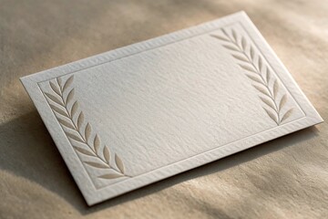Fototapeta premium premium embossed business card mockup on textured paper soft natural lighting