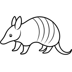Modern Armadillo Outline Illustration