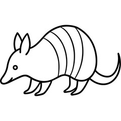 Modern Armadillo Outline Illustration