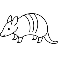 Modern Armadillo Outline Illustration