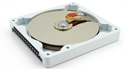 Open Internal Hard Drive Demonstrating Disk Platter and Read-Write Mechanism Components