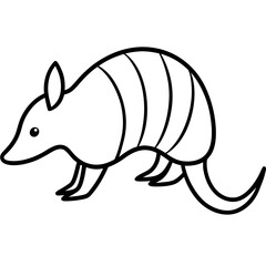 Modern Armadillo Outline Illustration