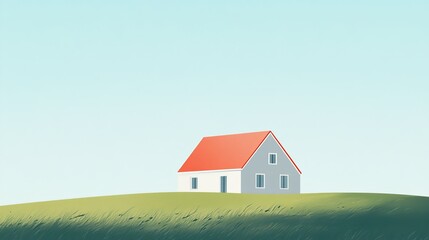 Minimalist House Illustration, a sleek and simple design showcasing a modern home with clean lines and an uncluttered aesthetic