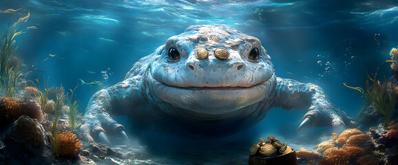 Underwater Smiling Amphibian Creature