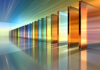 Vibrant Abstract Panels with Light Reflection