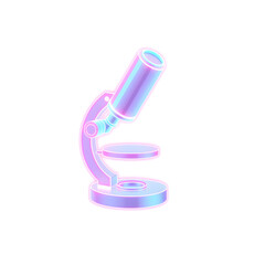Microscope holographic 3D icon. neon symbol vector illustration isolated on white background. Generative AI