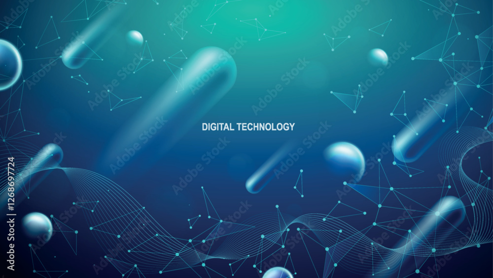 Poster digital technology design machine learning background. big data neural networks, internet connection