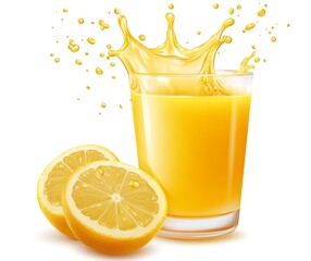 Yellow splash of juice or honey, isolated on a white background
