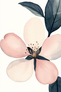 floral frame watercolor fne painting style apple blossom in corners whi.