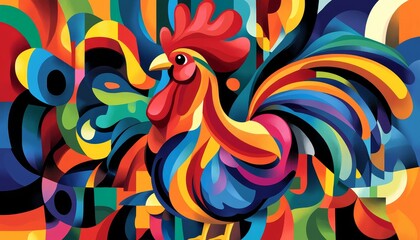 Fototapeta premium Vibrant and whimsical cartoon scene featuring playful characters in a lively setting, bursting with color and imagination.
