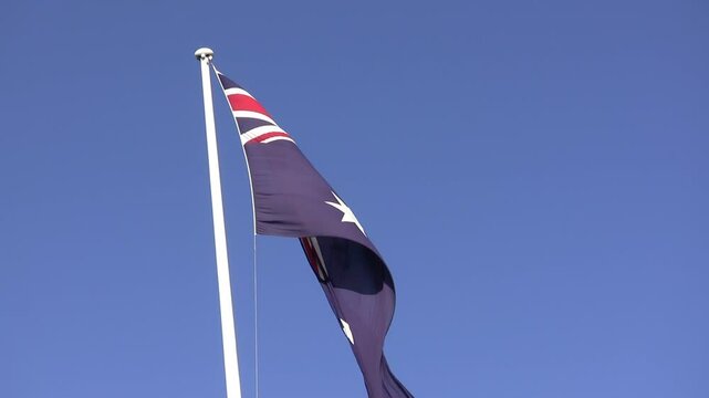 Australian flag waving in the sky