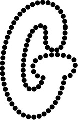 Vector illustration of uppercase letter G in dashed line style. Ideal for kids' tracing worksheets, coloring pages, and educational materials.