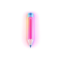 Pencil holographic 3D icon. neon symbol vector illustration isolated on white background. Generative AI