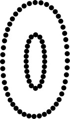 Vector illustration of uppercase letter O in dashed line style. Ideal for kids' tracing worksheets, coloring pages, and educational materials.