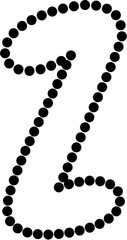 Vector illustration of uppercase letter Z in dashed line style. Ideal for kids' tracing worksheets, coloring pages, and educational materials.