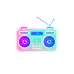Radio holographic 3D icon. neon symbol vector illustration isolated on white background. Generative AI