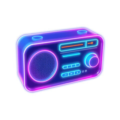 Fototapeta premium Radio holographic 3D icon. neon symbol vector illustration isolated on white background. Generative AI