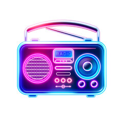 Fototapeta premium Radio holographic 3D icon. neon symbol vector illustration isolated on white background. Generative AI