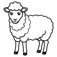 Modern Sheep Outline Artwork