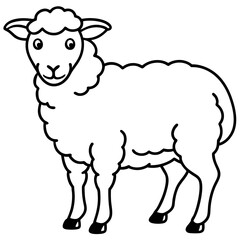 Modern Sheep Outline Artwork