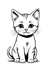 Obraz premium Cat is sitting on a white background