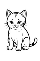 Cat is sitting on a white background