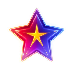 Obraz premium Star holographic 3D icon. neon symbol vector illustration isolated on white background. Generative AI