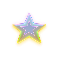 Obraz premium Star holographic 3D icon. neon symbol vector illustration isolated on white background. Generative AI