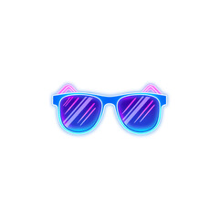 Sunglasses holographic 3D icon. neon symbol vector illustration isolated on white background. Generative AI