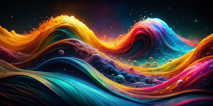 Abstract Colorful Flowing Waves in Space: Ultrawide 21:9 OLED Wallpaper Background for Ads, Web Design & Prints