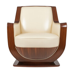 Elegant Modern Wooden Armchair with Cream Upholstery and Sleek Design