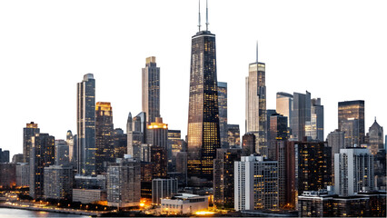 Chicago Skyline with Iconic Architecture and Sunset View