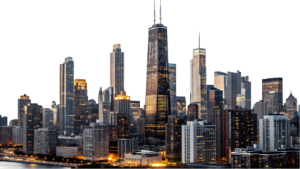 Chicago Skyline with Iconic Architecture and Sunset View