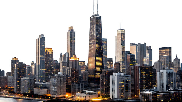 Chicago Skyline with Iconic Architecture and Sunset View