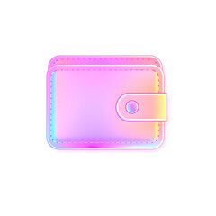 Wallet holographic 3D icon. neon symbol vector illustration isolated on white background. Generative AI