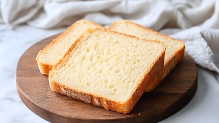 Artisan White Bread Slices on Wooden Board
