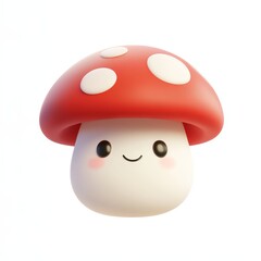 Fototapeta premium Charming 3D cartoon mushroom icon, whimsical design, vibrant colors, playful character, perfect for children's themes and creative projects