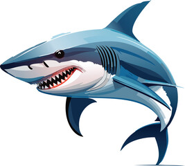 Naklejka premium Mako Shark isolated on a transparent or white background, vector illustration