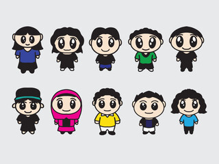 chibi friendship mascot stand together
