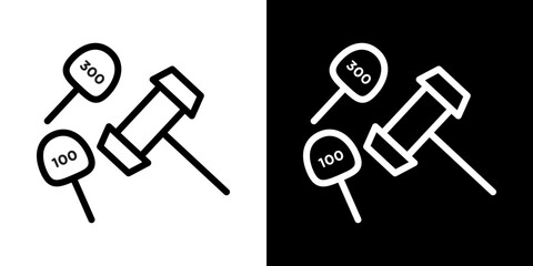 Auction icons vectors set in stroke line style.