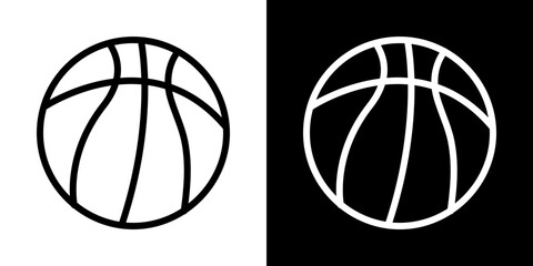 Basketball icons vectors set in stroke line style.