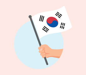 South Korea flag in hand icons set, flag of Republic of Korea