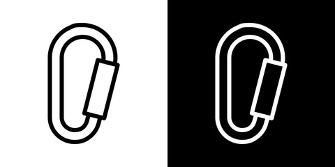 Carabiner icons vectors set in stroke line style.