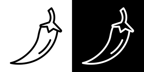 Chilli pepper icons vectors set in stroke line style.