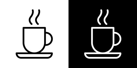 Coffee mug icons vectors set in stroke line style.